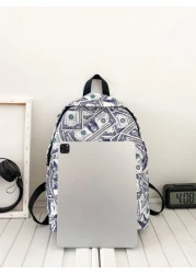 Men Dollar Print Casual School Bags Schoolbag School Backpack For School Daypack Laptop Bag Computer Bag Book Bag Rucksack Shoulder Bag Travel Bag Sport Bag College Bag Backpack Winter Christmas Gifts