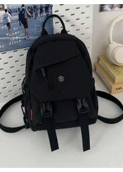 Solid Color Nylon Mini Backpack Unisex Multipurpose Handheld Shoulder Bag Suitable For College Students Zipper Closure Daily Wear