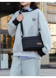 Casual Nylon Crossbody Bag Shoulder Bag Adjustable Strap Waterproof Zipper Single Strap Bag With Multiple Pockets Solid Color Polyester Lining