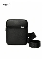 1pc Men s Oblique Shoulder Bag Side Pockets Messenger Bag Casual Square Bag Multifunctional For Commuting PU Leather Minimalist Style Black Bag Gift For Boyfriend