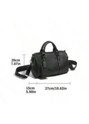 حقيبة رجالية أمريكية أنيقة صغيرة على الكتف، حقيبة بوسطن ذات طبعة هندسية على جلد PU كلاسيكي أسطواني، أسلوب شارع