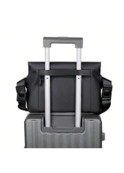 1pc Casual PU Leather Messenger Bag For Men Gray Solid Color Fashionable Shoulder Bag For Business Commuting College Student School Backpack With Large Capacity Waterproof Lightweight And Adjustable S