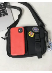 Small Square Bag Black Release Buckle Decor With Bag Charm For Daily School Bag Sling Bag Sport Bag For High School University Student For Travel College School Shoulder Bag Crossbody Bag Side Bag Sum