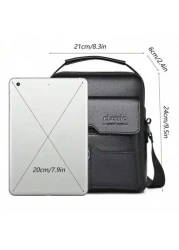 1 قطعة حقيبة كتف رجالية، حقيبة جلد صناعي عبر الجسم جديدة، حقيبة يد عمودية جلد صناعي كلاسيكية محمولة، حقيبة كتف