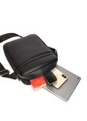 Men Bag Shoulder Bag Crossbody Bag Lychee Pattern Large Capacity Work Bag Weekend Travel College Bag For Books Multi Functional University Bag Casual Thanksgiving Purse Bag PU Material Crossbody Bag C