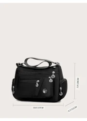 Classic Solid Color Versatile Front Zip Crossbody Bag For Women Vintage Roomy Multiple Pockets Handbag Satchel Shoulder Bag Waist Purse Messenger Bag Fashionable Tote Bags For Mom Gift Casual Multifun