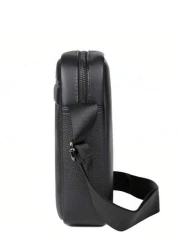 saroxi 1pc Men s PU Leather Square Shoulder Bag Casual Crossbody Bag With Side Pocket Summer Casual Messenger Bag Versatile Scratch Resistant For Commuting Simple Style Black Bag Gift For Boyfriend Hu