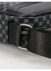 New Black PU Printed Sophisticated Men Sling Bag Dark Style Small Pouch Bag For Business Commute Travel Phone Holder Fashion Casual Outdoor Fitness Cycling Street Shoulder Bag Gift Adjustable Strap Zi