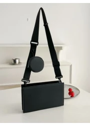 Simple Solid Color Fashionable 2Pcs Set Shoulder Bag Crossbody Bag Sling Bag Side Bag Square Bag Box Bag With Mini Coin Purse For Travel Vacation Business Casual School Waterproof Valentines Gift Slin