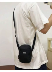 1 Pc Mini Mesh Front Pouch Decor Nylon Men s Shoulder Bag Casual Crossbody Bag For Shopping Travel Holiday Gift