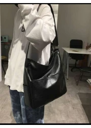 1pc PU Dual Pocket Solid Color Minimalist Sling Bag Large Capacity Crossbody Bag Casual Versatile Tote For Men Korean Style Students Shoulder Bag Gift Sling Bag For Men Graduation School Supplies