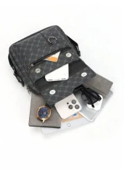 Men s Geometric Pattern Printing Square Crossbody Bag Stylish Single Shoulder Bag Small Messenger Bag For Father s Day Gift Geometric Pattern Printing Office Travelling