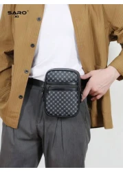 1pc Retro Men s Shoulder Bag Side Pocket Messenger Bag Casual Crossbody Bag Multi Functional For Commute PVC Black Simple Design Gift For Boyfriend Fashion