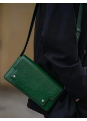 الحقيبة المربعة الخضراء ذات الرباط القابل للتعديل، حقيبة كروس بودي، حقيبة جانبية، حقيبة صندوق، حقيبة مدرسية