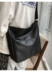 PU Dual Pocket Solid Color Simple Messenger Bag For Men Casual Daily Use Christmas Gifts Winter Christmas Men Bag Sling Bag Cross Body Bag Gifts Thanksgiving Fall Travel Purse Holiday Tote Bag Sports