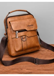 2pcs Set Retro Messenger Bag PU Leather Shoulder Bag With Wallet Large Capacity Headphone Hole Casual Minimalist Style For Commuting Business Travel Gifts For Friends Family Summer Summer Bag Spring B