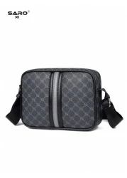 Men s Oblique Shoulder Bag With Side Pockets Crossbody Messenger Bag Square Casual Multipurpose Bag Suitable For Commuting PVC Minimalist Style Black Color Gift For Boyfriend Husband Luxury Bags