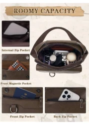 حقيبة كروس بادي رجالية قابلة للقلب، حقيبة كتف من جلد PU مقاوم للماء، حقيبة كتف مضادة للسرقة خفيفة الوزن للعمل و