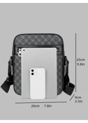 Messenger Bag For Men PU Leather Crossbody Shoulder Bag With Side Strap Vintage Style Daily Office Business Bag Suitable For Work Travel Gift For Men