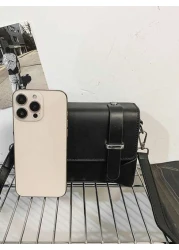 حقيبة يد جلدية صلبة مزينة بمسامير، حقيبة كتف رجالية كاجوال، تصميم مربع مرفوع بغطاء، هدية لحبيب، أب، عيد الحب،