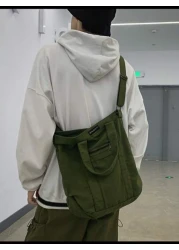 Vintage Japanese Canvas Men s Shoulder Bag Adjustable Shoulder Strap Casual Commuter Handbag Solid Color Simple Crossbody Bag Sling Bag Fashion Men s Bags