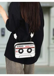 peach tree Peach Tree Men Shoulder Bag Crossbody Bag PU Waterproof Box Style Radio Cassette Retro Casual Messenger Bag Game Console Bag Travel Holiday Essential Gift For Young Men Halloween Christmas