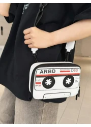 peach tree Multifunction Men Messenger Bag Retro Radio Cassette Recorder Shoulder Bag Casual Simple PU Waterproof Square Bag For Travel Outdoor Gift For Young Men Father Halloween Christmas