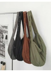 1pc Versatile Casual Large Size Large Capacity Filled Embroidery Thread Coat Bag Fashion Shoulder Bag Portable Crossbody Bag Hobo Bag Valentine s Day Couples Men s Bag Dating Commuting School Sports T