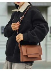 peach tree Men s Box Shaped Crossbody Bag Shoulder Bag Square Bag Business PU Waterproof Flap Bag Wallet