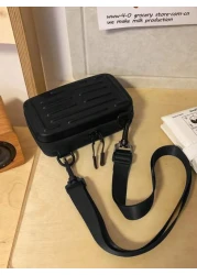 Crossbody Bag Shoulder Bag Square Bag Hard Shell Box Bag Black Bag White Bag Water Proof Summer Valentines Crossbody Sling Vacation School Carry On PU Leather Black Dad Bag Students Bag Cool Minimalis