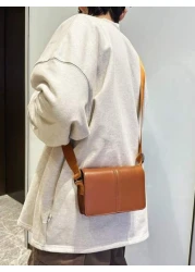 peach tree Men s Box Bag Shoulder Bag Crossbody Bag Square Bag Business PU Waterproof Flap Bag Wallet Neutral Business Storage Bag Suitable For Business Travel Toiletries Tools Storage Large Capacity