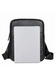 Men Black Crocodile Embossed Shoulder Bag Casual Versatile Lightweight Cycling Messenger Bag Suitable For Holiday Corporate Gifts