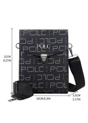 POLC Business Floral Print Men s Messenger Bag For Commuting Fashion Letter Flap Small Card Holder Phone Pouch PU Leather Large Capacity One Shoulder Bag Hanging Bag Small Square Bag Double Zipper Pho