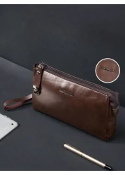 KAIDUCH Men s Fashion Minimalist Large Capacity Clutch Bag Soft Leather Wallet Phone Holder Zipper Lock Long Handbag