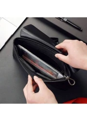 Genuine Leather Clutch Bag For Men Crocodile Pattern Flap Business Hand Bag New Casual Bifold Wallet