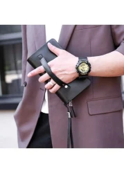A Black And Brown Kangaroo PU Material Waterproof And Wear Resistant Double Zipper Closure Business Men s Wallet Clutch Bag Multi Functional Large Capacity Hand Held Bag New Style For Spring And Summe