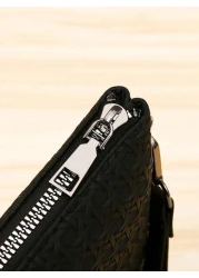 Men Single PU Embossed Clutch Wrist Bag Clutch Bag Hand Bag Wristlet Bag Purses Travel Work Summer Holiday Bag Multi Functional For Commute Undergraduates University Stylish Practical Portable Handbag