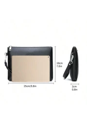 Men Clutch Bag Handbag Wristlet Bag Waterproof Portable Lightweight For College Business Travel Pu Leather Business Simple Style Fashion Streetwear For Boys College Student Gift Commute Undergraduates