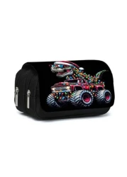 حقيبة قلم قابلة للطي من طبقتين مطبوعة بطراز الشاحنة