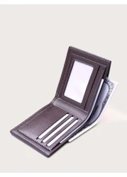 Men Letter Graphic Small Wallet Credit Card Small ID Window Bi Fold Men Wallet Dad Gifts Mini Leather Bi Fold ID Card Cash Minimalist Fashion Modern Business Anniversary On Valentine Day For Birthday