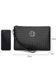 Braiding Style Men PU Leather Wallet Purse Money Credit Card Holders Men Wallet Money Bag Business Casual Handbag Wristlet Bag Underarm Bag Envelope Bag Square Bag Student Travel Winter Large Capacity