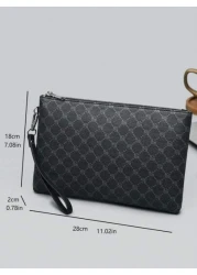 PU Leather Printed Clutch Bag Handheld Bag Wristlet For Men