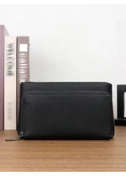 HOVI S Classic Solid Color Retro Clutch Bag Simple Business Large Capacity Lightweight Waterproof Daily Commuting Mobile Phone Bag Man Bag Students Travel Winter Holiday Wash Bag Old Money Multi Card