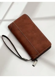 HOVI S Fashion Retro Minimalist Long Wallet Spacious With Multiple Card Slots Business Commute Zipper Wallet For Men Christmas Gifts Gift Thanksgiving Vintage Gifts For Men Wristlet Keychain Wallet Tr