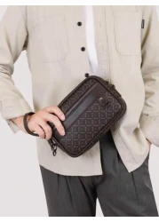 Classic PU Men s Clutch Bag Old Flowers Vintage Pattern Multi Pocket Design Large Capacity Business Men s Shoulder Crossbody Square Bag Daily Business Office Wristlet Wallet