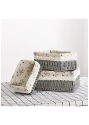 Set of 3 Eco-Friendly Handwoven Storage Baskets &ndash; Durable Woven Bins with Sturdy Plastic Frame and Removable Liners for Toys, Books, and Toiletries &ndash; Decorative and Versatile Home Organization - Grey