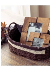 Set of 2 Eco-Friendly Oval Handwoven Storage Baskets with Handles, Durable Woven Bins with Sturdy Frame and Removable Liners for Home Organization in Living Room, Bedroom, Bathroom and Nursery-Brown