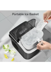 Portable Ice Maker for Countertop, 9 Ice Cubes in 6 Mins, 26lbs Ice/24H, Self-Cleaning, with Ice Spoon &amp; Basket, Ideal for Home, Kitchen, Office, Camping