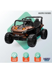 Lovely Baby Powered Riding Jeep for Kids LB 5151, Battery Operated Power Truck with Remote-Control, Light, Music, Best Gift for children 1-4 Yrs - Brown