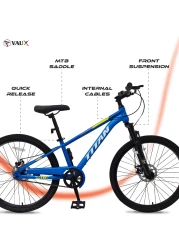 Vaux Titan 26&rdquo; Mountain Bike &ndash; Steel Frame, Front Suspension Fork with Lock, Double Wall Alloy Rims, Front &amp; Rear Disc Brakes, Threadless Headset, Quick Release Seat Post &ndash; MTB Bicycle